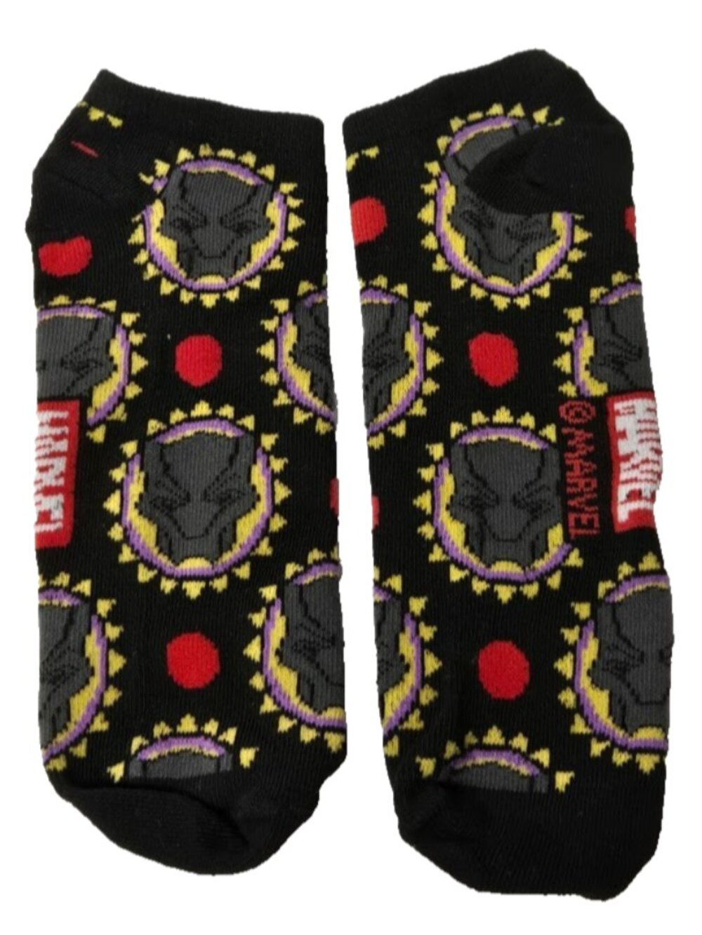 Marvel Black Panther Black Red Yellow Unisex Casual Ankle Socks